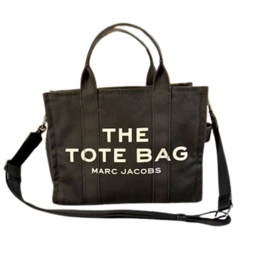 Marc Jacobs The Small Tote Bag Black Canvas Crossbody Shoulder Bag